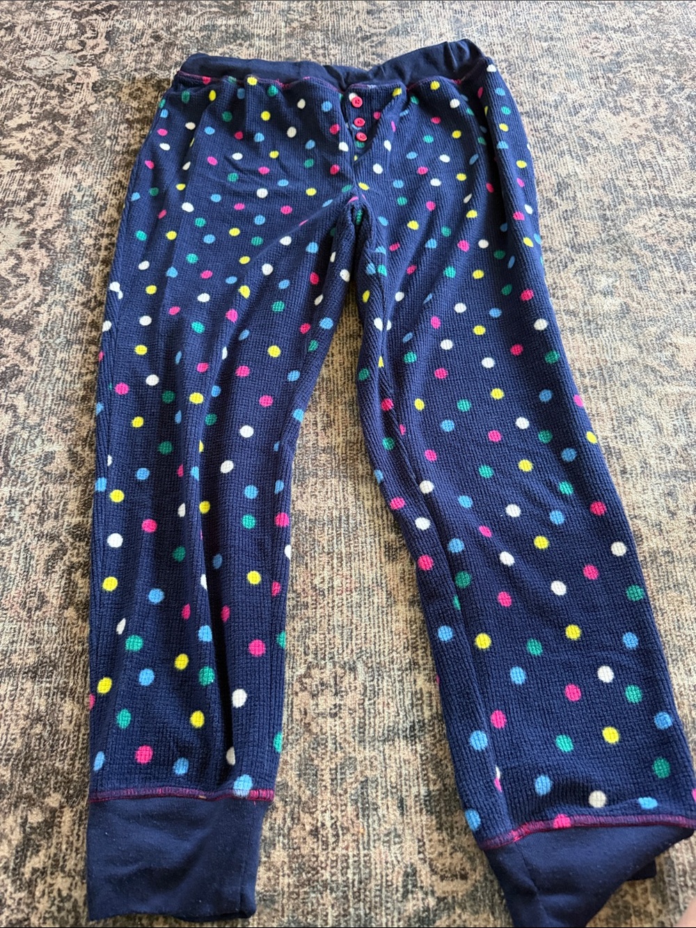 Women’s Navy Polka Dot Thermal Pajama Pants - Multicolor